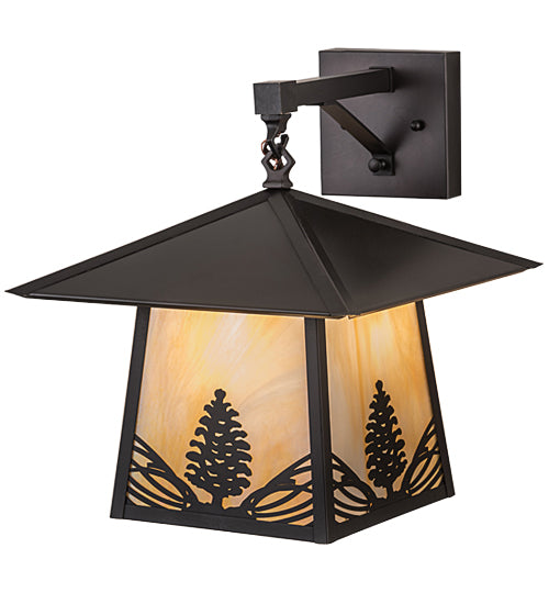 12.5" Wide Stillwater Mountain Pine Hanging Wall Sconce