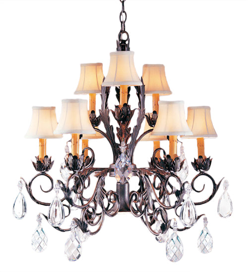 26"W New Country French 9 Lt Chandelier