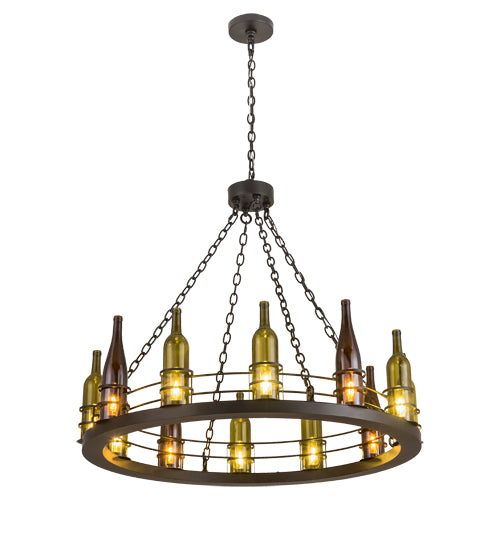 42"W Tuscan Vineyard 12 Lt Wine Bottle Chandelier