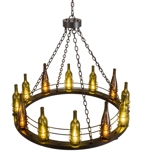 42"W Tuscan Vineyard 12 Lt Wine Bottle Chandelier