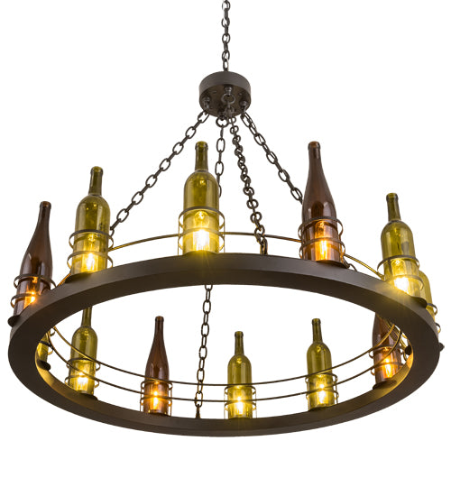 42"W Tuscan Vineyard 12 Lt Wine Bottle Chandelier