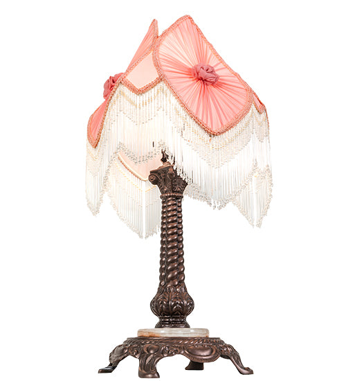 26" High Fabric & Fringe Pink Pontiff Accent Lamp