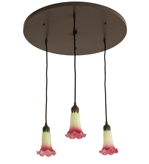 24" Wide Pond Lily 3 Light Cascading Pendant