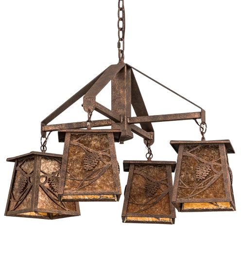 28" Wide Whispering Pines 4 Light Chandelier