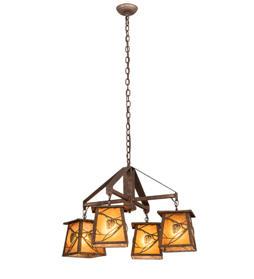 28" Wide Whispering Pines 4 Light Chandelier