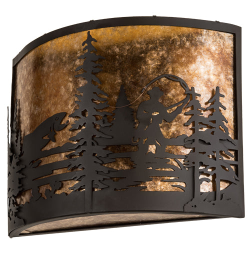 16" Wide Fly Fishing Creek Wall Sconce