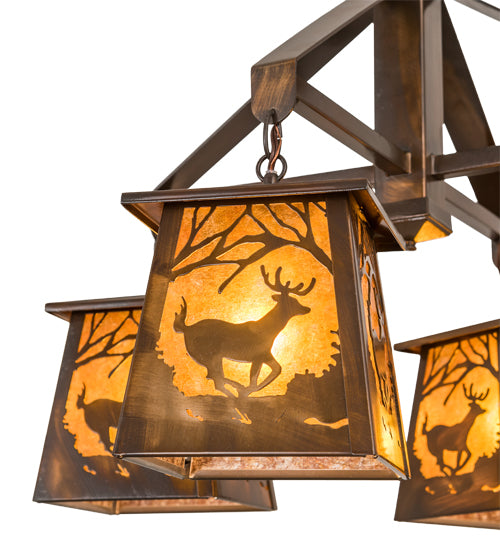 28" Wide Deer At Dawn 4 Light Chandelier