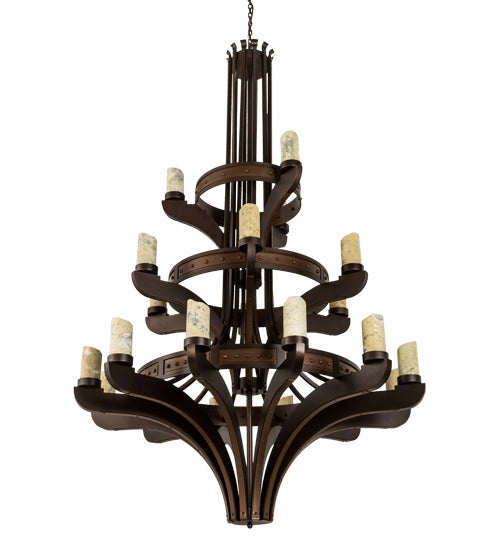 62" Wide Castilla Jadestone 21 Light Three Tier Chandelier