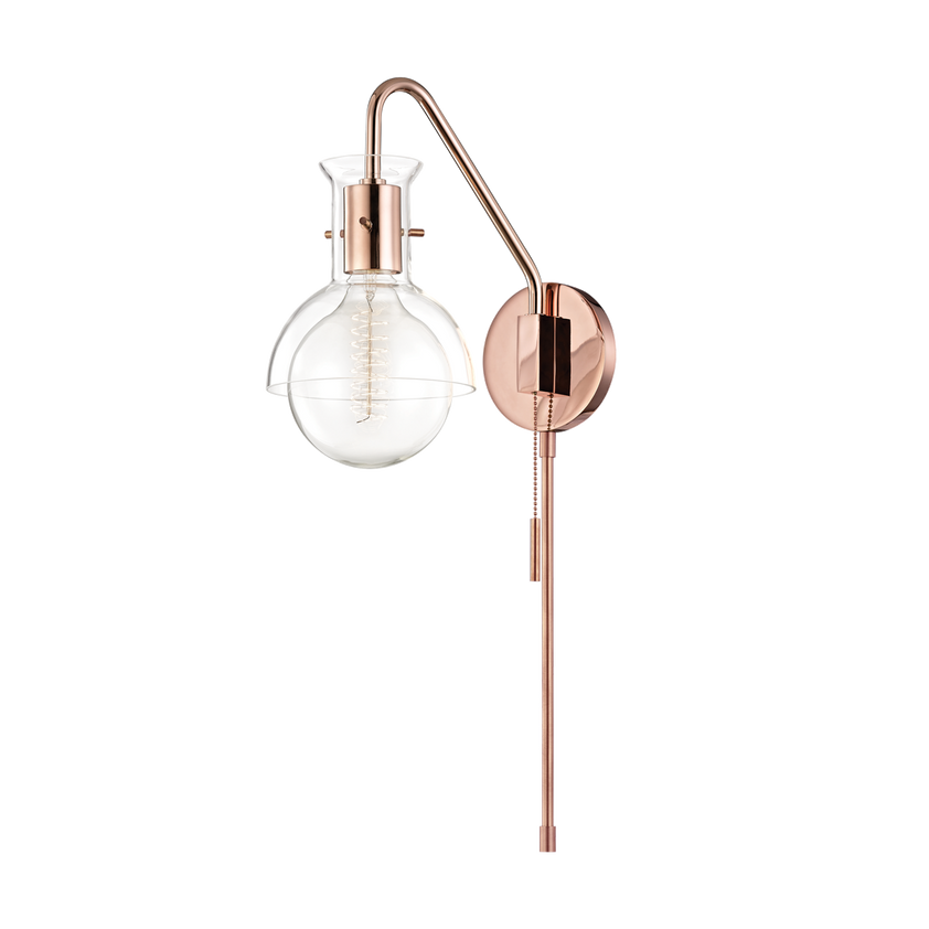 Riley Wall Sconce Glass Shade, 6" - Polished Copper