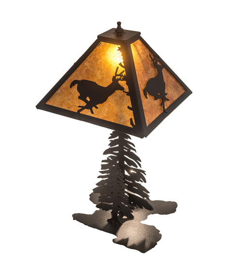 22" High Deer On The Loose W/Lighted Base Table Lamp