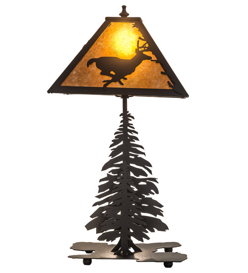 22" High Deer On The Loose W/Lighted Base Table Lamp