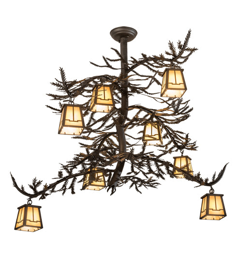 48" Long Pine Branch Valley View 8 Lt Chandelier