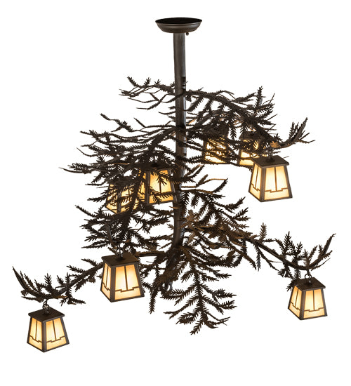 48" Long Pine Branch Valley View 8 Lt Chandelier