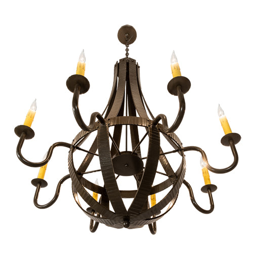 42" Wide Barrel Stave Metallo 8 Light Chandelier