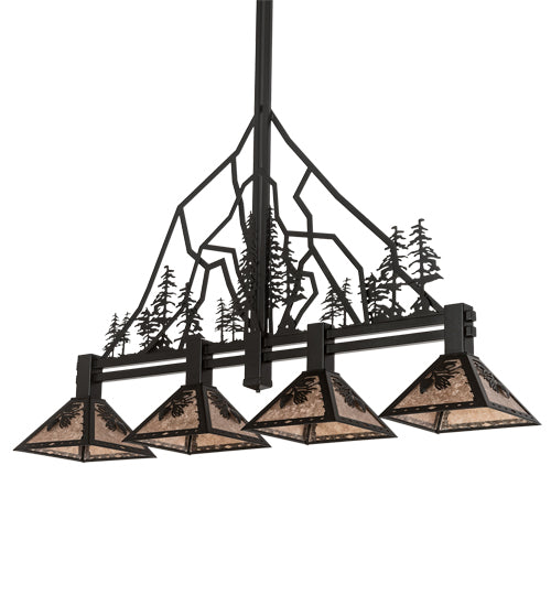 60" Long Tall Pines 4 Light Island Pendant