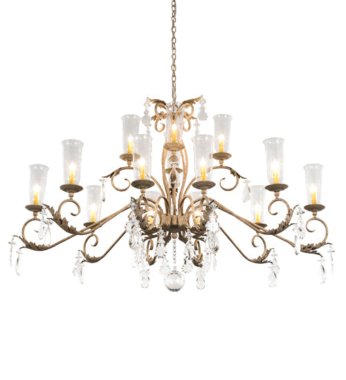 62" Long Windsor 14 Light Oblong Chandelier