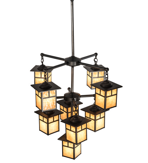 34" Wide Hyde Park "T" Mission 9 Light Chandelier