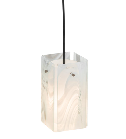 5" Square Metro Blanco Swirl Quadrato Mini Pendant