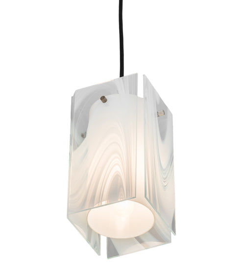 5" Square Metro Blanco Swirl Quadrato Mini Pendant