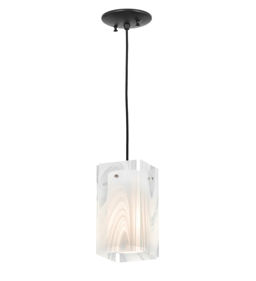 5" Square Metro Blanco Swirl Quadrato Mini Pendant