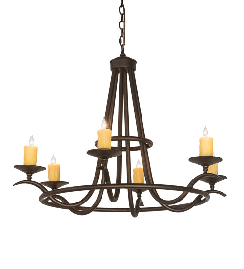 36" Wide Octavia 6 Lt Chandelier