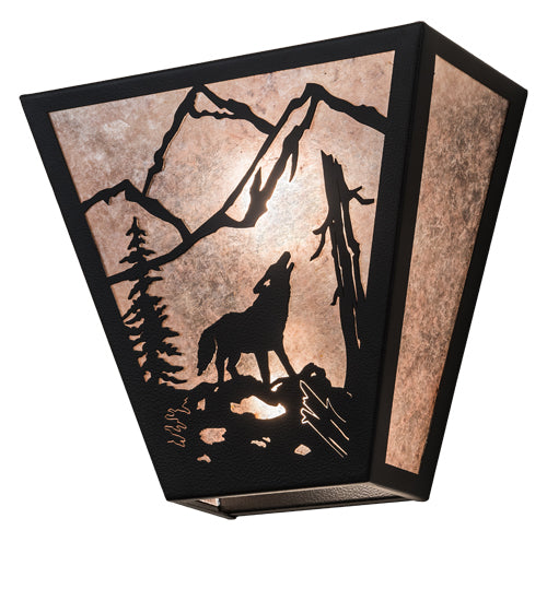 13" Wide Wolf On The Loose Wall Sconce