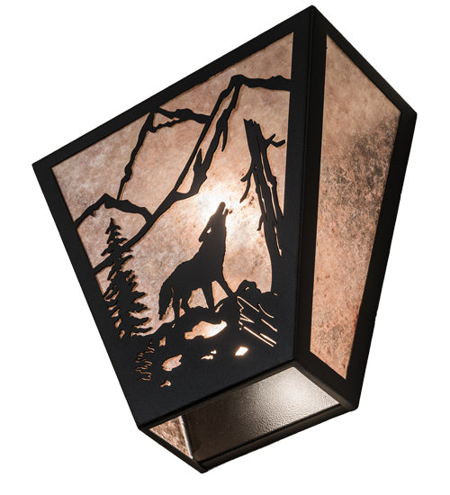 13" Wide Wolf On The Loose Wall Sconce