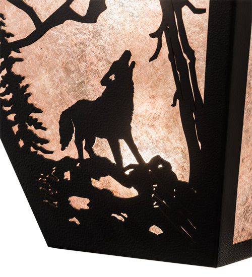 13" Wide Wolf On The Loose Wall Sconce