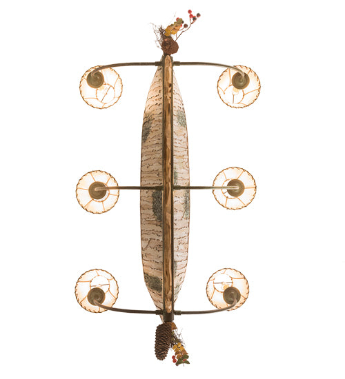 36" Long Personalized Canoe 6 Light Chandelier