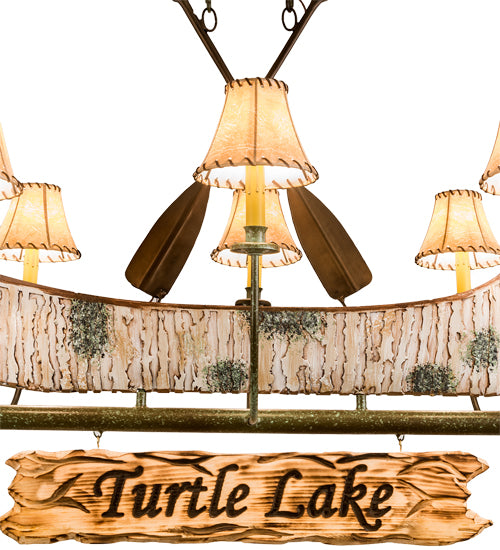 36" Long Personalized Canoe 6 Light Chandelier