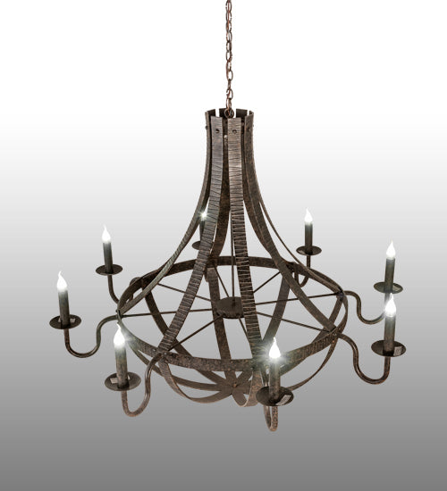 60" Wide Barrel Stave Metallo 8 Light Chandelier