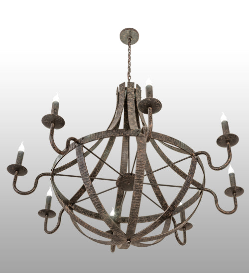 60" Wide Barrel Stave Metallo 8 Light Chandelier