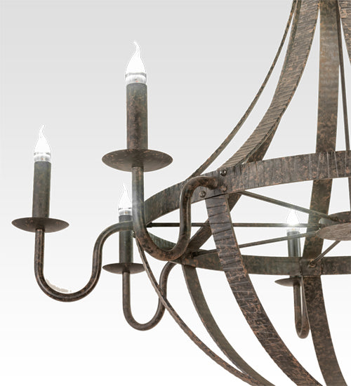 60" Wide Barrel Stave Metallo 8 Light Chandelier