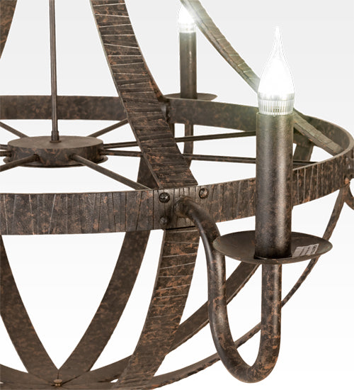 60" Wide Barrel Stave Metallo 8 Light Chandelier