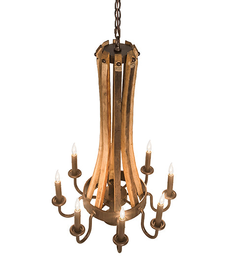 20" Wide Barrel Stave Madera 8 Lt Chandelier