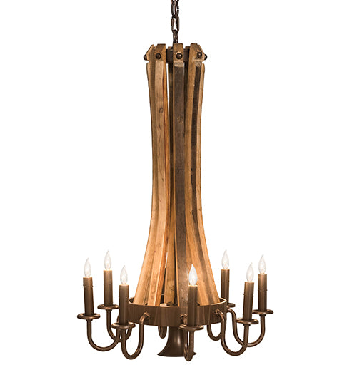 20" Wide Barrel Stave Madera 8 Lt Chandelier