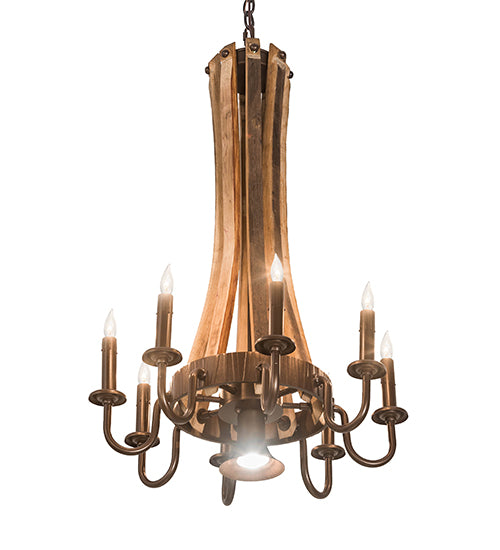 20" Wide Barrel Stave Madera 8 Lt Chandelier