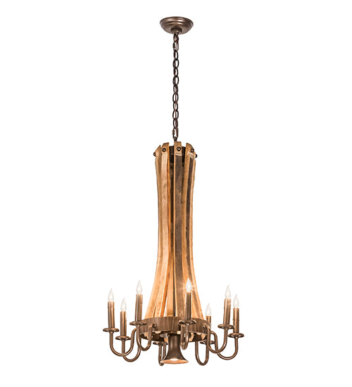 20" Wide Barrel Stave Madera 8 Lt Chandelier