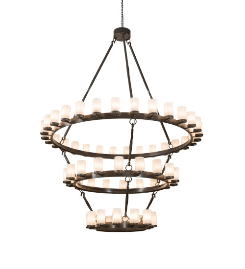 84" Wide Noziroh Ring 60 Lt Three Tier Chandelier