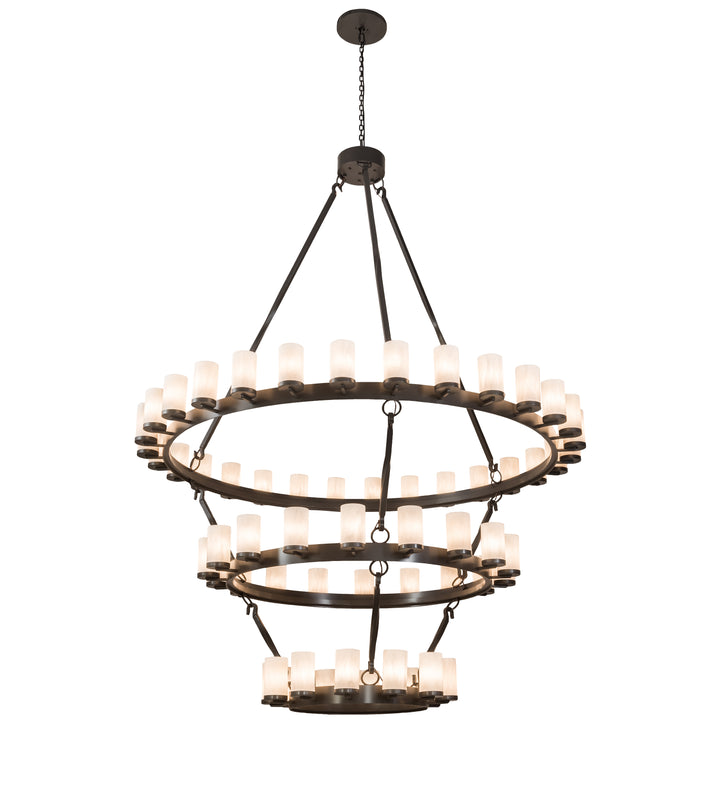 84" Wide Noziroh Ring 60 Lt Three Tier Chandelier