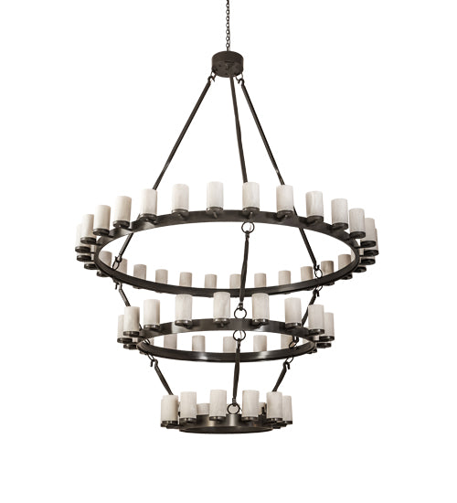 84" Wide Noziroh Ring 60 Lt Three Tier Chandelier