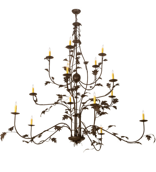 72" Wide Oak Leaf 15 Lt Chandelier