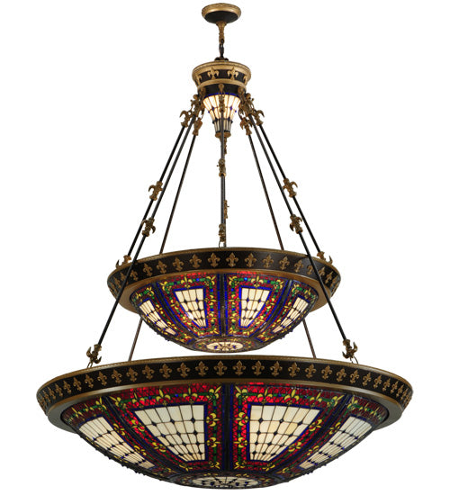 44"W Fleur-De-Lis 2 Tier Inverted Pendant