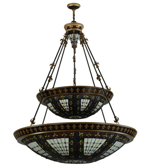 44"W Fleur-De-Lis 2 Tier Inverted Pendant