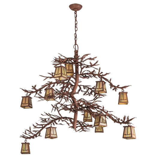 48" Wide Pine Branch Valley View 12 Light Chandelier