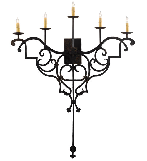 36" Wide Fleur De Lys 5 Lt Wall Sconce