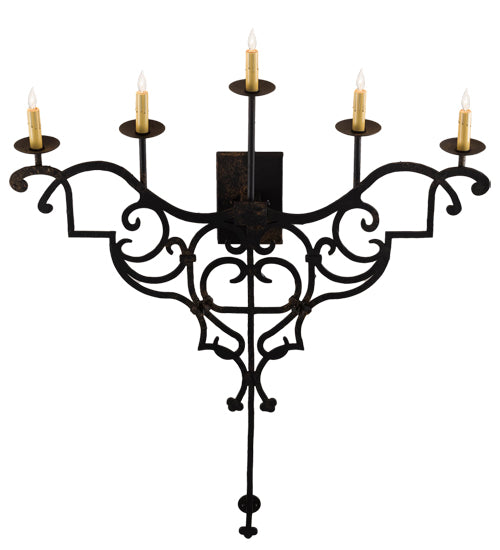 36" Wide Fleur De Lys 5 Lt Wall Sconce