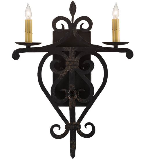 15" Wide Fleur De Lys 2 Lt Wall Sconce