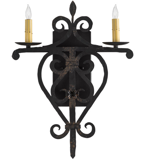 15" Wide Fleur De Lys 2 Lt Wall Sconce