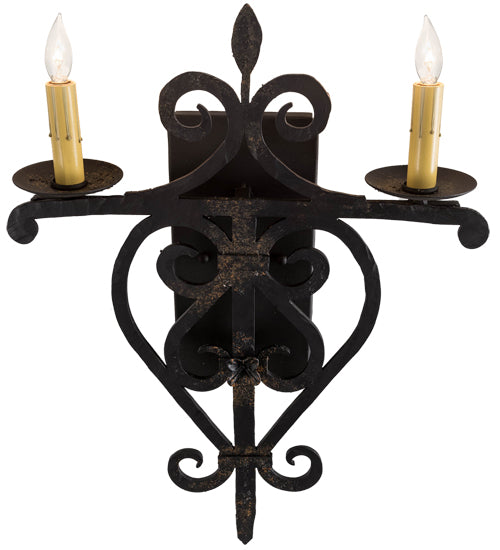 15" Wide Fleur De Lys 2 Lt Wall Sconce